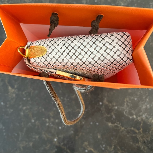 Vintage WHITE Chain Mail Crossbody Bag Clutch+FREE Hermes Shopping Bag - Picture 2 of 10